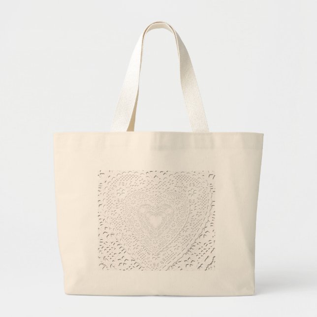Grand Tote Bag Faux White Lace Fabric Arrière - plan (Devant)