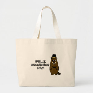 Grand Tote Bag Feliz Jour de la Marmotte !