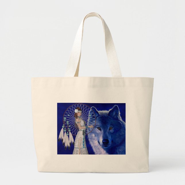 Grand Tote Bag Femme de Natif américain et conception bleue de (Devant)