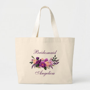 Grand Tote Bag Femme d'honneur florale violet ultra violet