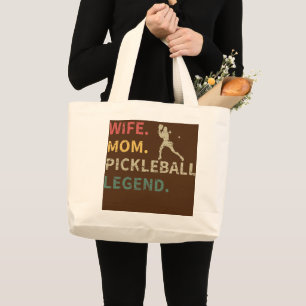 Grand Tote Bag Femme Femme Maman Pickleball Légende Drôle