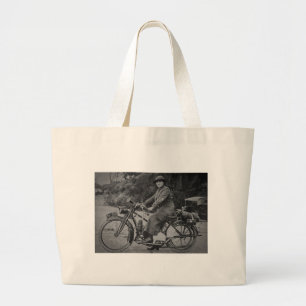 Grand Tote Bag Femme les années 1900 tôt d'une moto vintages