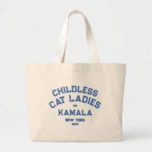 Grand Tote Bag Femmes Chat Sans Enfant Pour Kamala 2024 Custom St