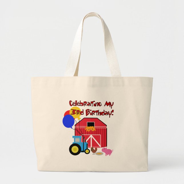 Grand Tote Bag Ferme T-shirts et cadeaux pour le 3e anniversaire (Devant)