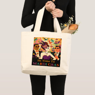 Grand Tote Bag Fête de Cocktail Mardi Gras du Milieu du Siècle