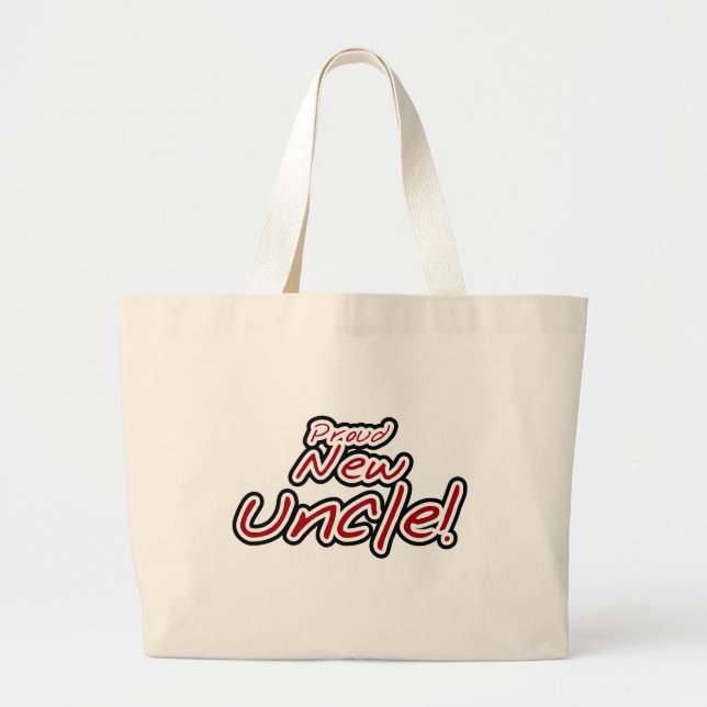 Grand Tote Bag Fier nouvel oncle - Texte rouge et noir (Devant)