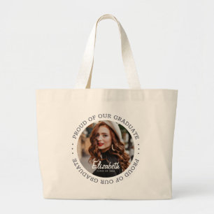 Grand Tote Bag Fière de notre Graduate 20XX Simple Graduation Pho