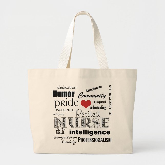 Grand Tote Bag Fierté-Attributs retirés d'infirmière+coeur rouge (Devant)