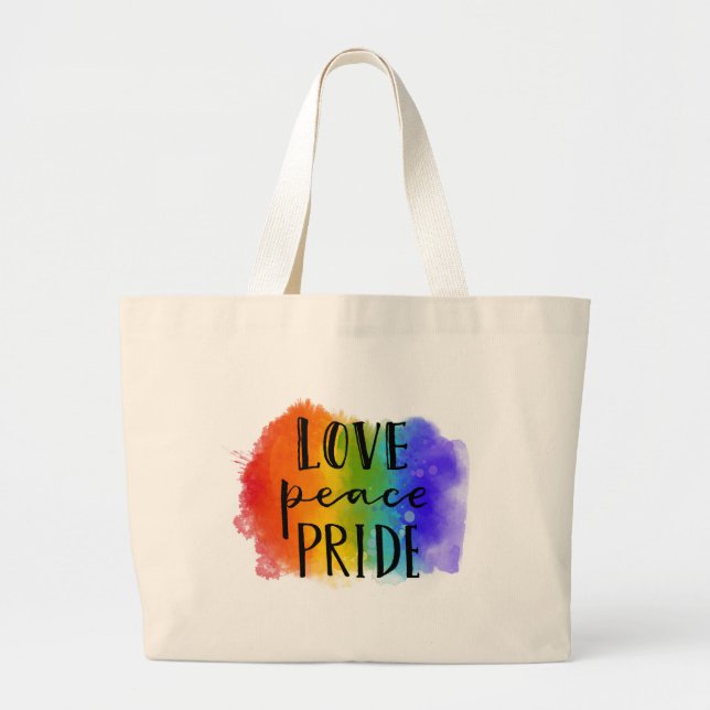 Grand Tote Bag Fierté de paix d'amour (Devant)