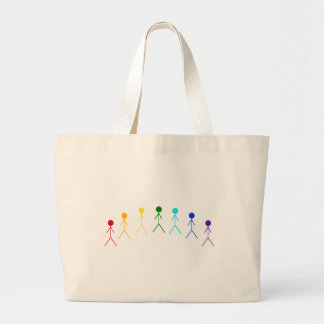 Grand Tote Bag Figures de bâton d'arc-en-ciel - 2