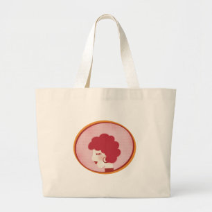 Grand Tote Bag Fille à tête rouge dans le miroir