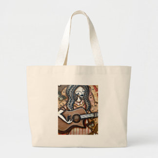 GRAND TOTE BAG FILLE AVEC LA GUITARE