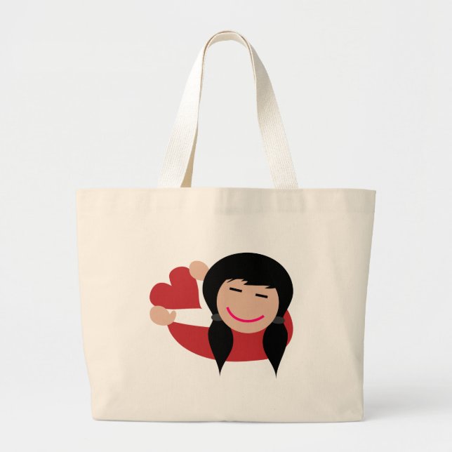 Grand Tote Bag Fille en amour (Devant)