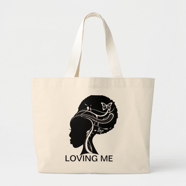 Grand Tote Bag Fille noire, M'AIMANT (Devant)