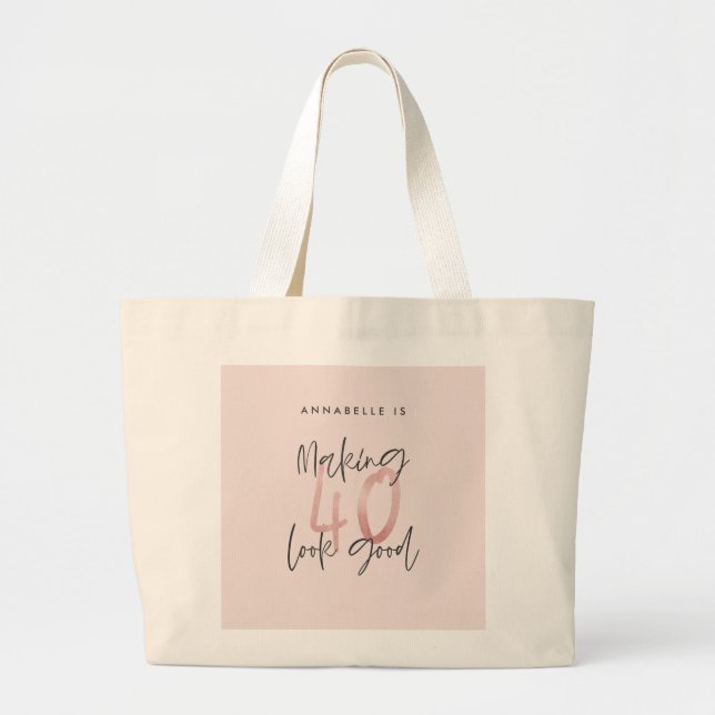 Grand Tote Bag Fille parties scintillant rose moderne design 40e  (Devant)