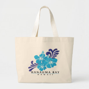 Grand Tote Bag Fleur bleue de ketmie d'Hawaï