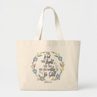 Grand Tote Bag Fleur chrétienne - "Le Seigneur combattra pour toi