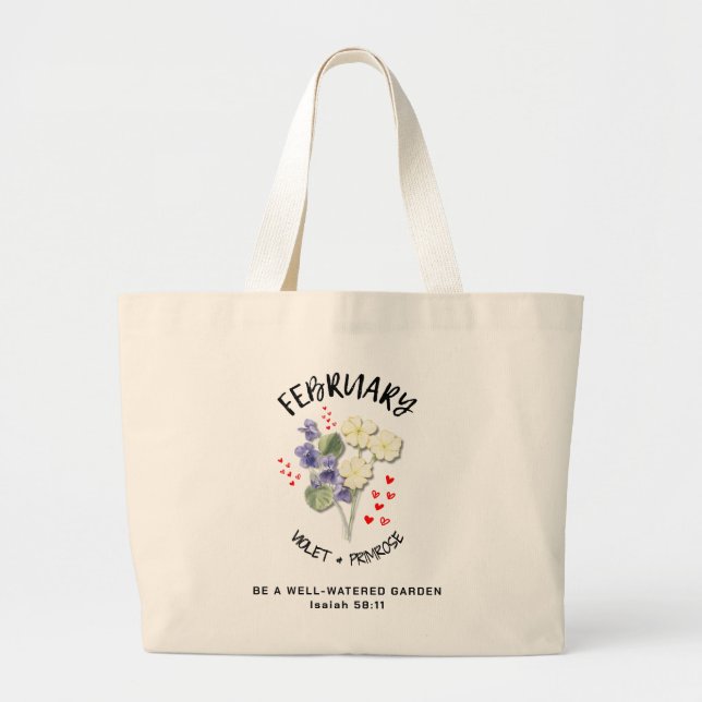 Grand Tote Bag Fleur du mois de naissance FÉVRIER Christian (Devant)