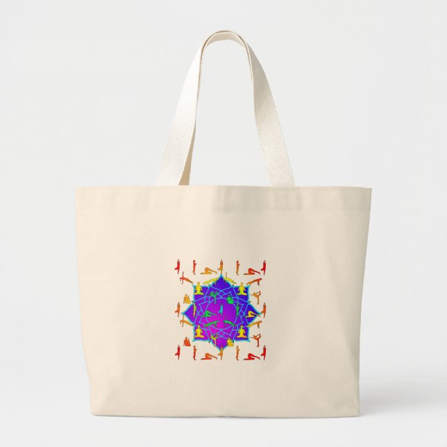Grand Tote Bag Fleur Lotus Avec Poireaux De Yoga (Devant)
