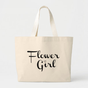 Grand Tote Bag Fleur Retro Script noir sur blanc