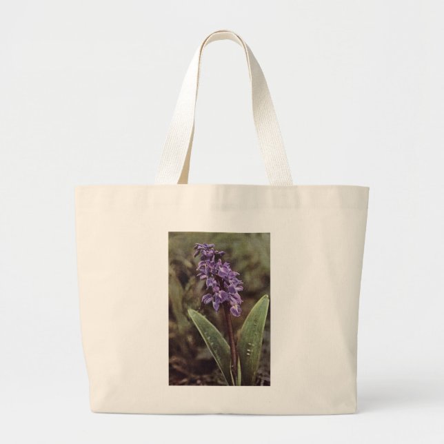 Grand Tote Bag Fleur sauvage : Orchidées violettes précoces (Devant)