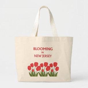 GRAND TOTE BAG FLEURS ÉPANOUIS DANS LE NJ, TULIPES ROUGES FLORAUX