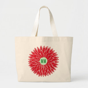 Grand Tote Bag Fleurs Roses et Rouges en Blooms de Bois Vintage