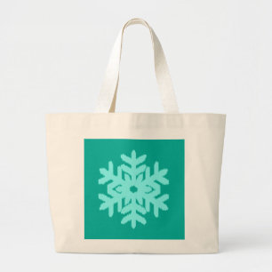 Grand Tote Bag Flocon de neige Ikat - Turquoise et aigue-marine