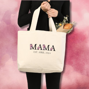 Grand Tote Bag Floral Mama Nouveau texte maman
