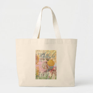 Grand Tote Bag Floride Vintage Travel Beach Seashell Shell Art