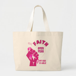 Grand Tote Bag FOI SUR LA PEUR Sensibilisation au cancer du sein