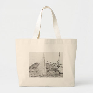 Grand Tote Bag Fontaine de Genève et arc de l'embarcation de