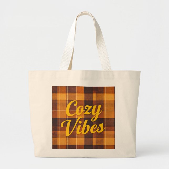 Grand Tote Bag fourre-tout "Cosy Vibes" (Devant)
