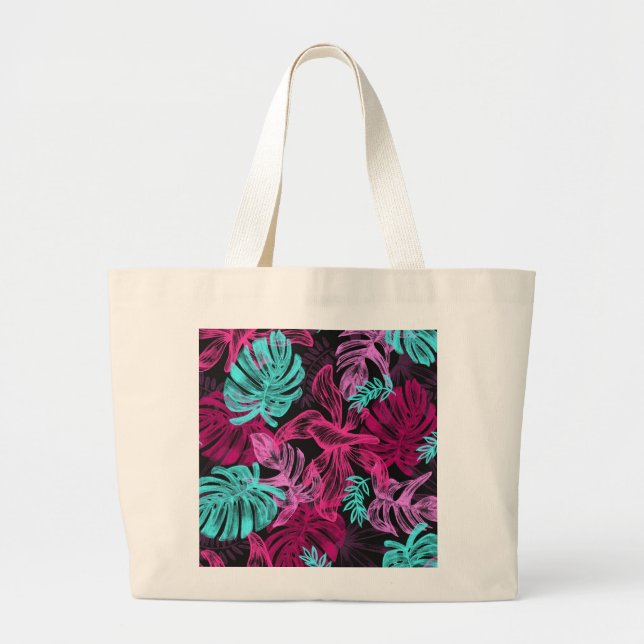 Grand Tote Bag Fourre-tout Jumbo avec violet, noir & bleu abstrai (Devant)