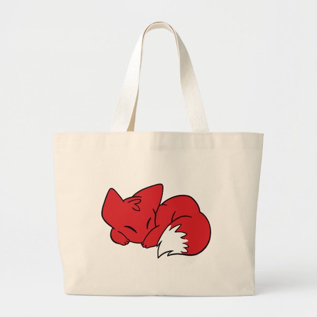 Grand Tote Bag Fox courbé de sommeil (Devant)