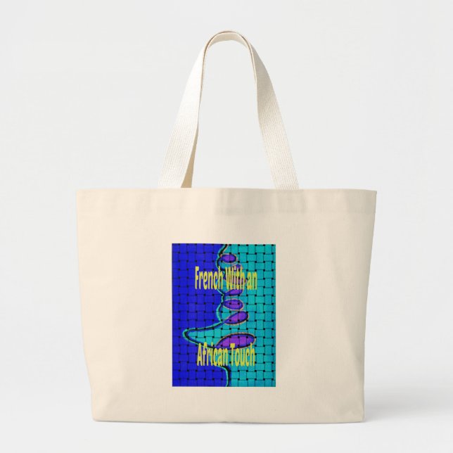 Grand Tote Bag Français Bleu Africain Tissé Abstrait violet forme (Devant)