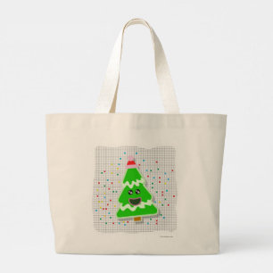 Grand Tote Bag Fun Cute Kawaii Christmas Holiday Tree Caractère T
