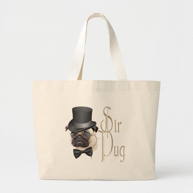Grand Tote Bag Funny Top Hat Monocle Sir Carlin Chien (Devant)