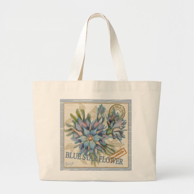 Grand Tote Bag G création Office fleur bleue (Devant)