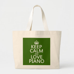 Grand Tote Bag Gardez le calme et aimez le piano (toute couleur
