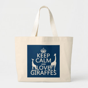 Grand Tote Bag Gardez le calme et aimez les girafes - toutes les