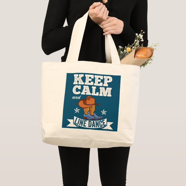 Grand Tote Bag Gardez le calme et la ligne Danse danser ligne (Devant (produit))