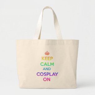 Grand Tote Bag Gardez le calme et le Cosplay dessus