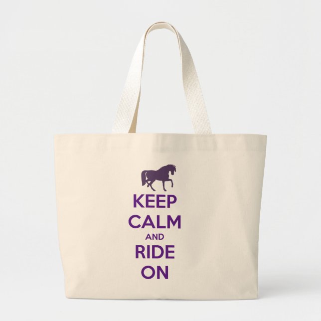 Grand Tote Bag Gardez le calme et montez sur l'équitation (Devant)