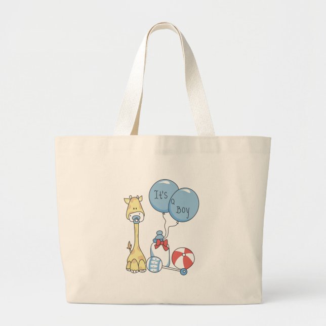Grand Tote Bag Girafe c'est un garçon (Devant)