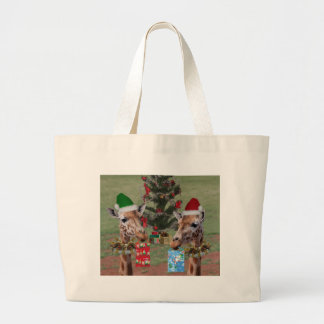 Grand Tote Bag Girafes de Noël