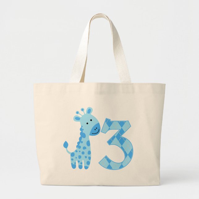 Grand Tote Bag Giraffe Bleue 3e anniversaire (Devant)