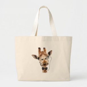 Grand Tote Bag Giraffe drôle avec Bowtie et Monocle