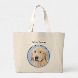 Grand Tote Bag Golden Retriever Painting mignon Original Chien Ar