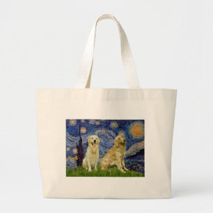Grand Tote Bag Golden Retriever Pair 3 - Nuit étoilée